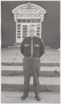 Shanklin pictured in uniform in front of the Summers County Court House. 