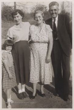 From left to right is Smith Gore, Ruth Smith Norris, Margaret C. Pennington and her husband to be Charles Pennington.