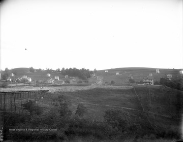 Photograph of South Park showing a "Lots for Sale" sign, Morgantown, W. Va.