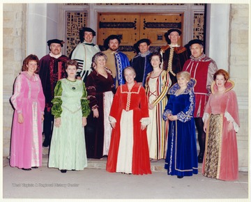 Established in 1938, the Madrigal Singers of Clarksburg have been performing for more than 75 years.  During the 1940's through the 1970's, Bill James directed the group. E.W. "Bill" James wrote "My Home Among the Hills" for the West Virginia Centennial among other musical compositions.  The madrigal group performs some recent music, but primarily sings music dating from the English Renaissance while wearing period clothing.