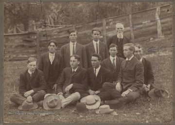 Professor Keadle poses with his students. Keadle was a locally noted school teacher in the Forest Hill District during the turn of the century.Sitting to the left of Keadle is Frank Bradberry. In the back row on the far left is Reverend Wesley McKinney. Sitting on the farthest right is Ernest Allen.