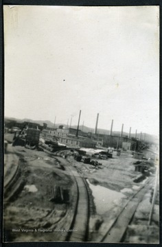 View of factories taken from the bridge. Nitro, W. Va. was created during WWI in 1917 to produce gunpowder for the war effort.
