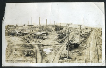 View of the factories and railroad in Nitro, W. Va. Nitro was created during WWI in 1917 to produce gunpowder for the war effort.