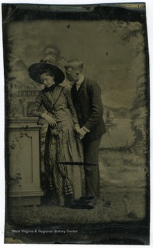Portrait of Frank and Nina Reynolds taken during the Summer of 1888 from a photograph album of late nineteenth century images featuring residents from Keyser, W. Va.
