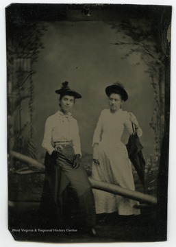 Portrait of Sadie West and Nancy Lauck from a photograph album of late nineteenth century images featuring residents of Keyser, W. Va.