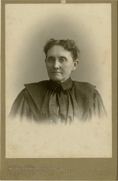 Portrait of Sarah Woodcock from a photograph album of late nineteenth century images featuring residents from Keyser, W. Va.