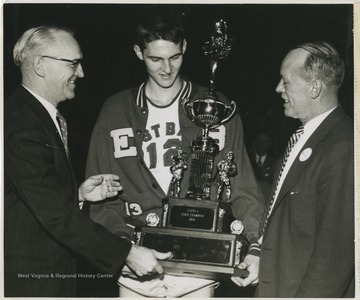 West played as East Bank High School's small starting forward. He led his team to secure its first ever state championship title.He was named All-State from 1953–56, then All-American in 1956 when he was West Virginia Player of the Year, becoming the state's first high-school player to score more than 900 points in a season.