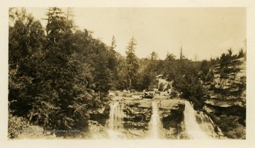 This image is part of the Thompson Family of Canaan Valley Collection. The Thompson family played a large role in the timber industry of Tucker County during the 1800s, and later prospered in the region as farmers, business owners, and prominent members of the Canaan Valley community.Caption on back of image reads: "Early Blackwater."