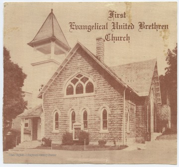 The photo of the church was printed on the front page of the morning worship service pamphlet, where on the back serves as an itinerary and hymnal guide.The church was established prior to August of 1855. By the 1960's, it held the largest congregation in all of Berkeley Springs. 