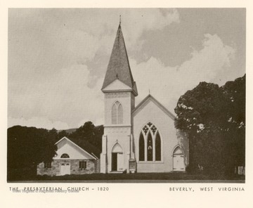 Presbyterianism began in the Tygarts Valley in what is now the town of Beverly in 1753.  The church was first organized as an independent church in 1820.  In 1853 the first Presbyterian Church was built in Beverly.