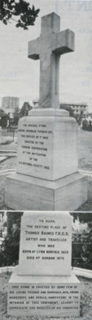 Image of the grave of Thomas Baines (1822-1875) who was an apparent influence to Edward C. Tabler’s research.