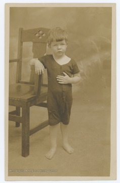 Photo postcard of Nathan Goff, Jr. as a young boy around 1910.