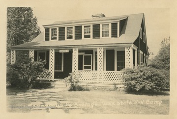 Photo postcard of the Monongalia cottage at the state 4-H camp in Weston.  See original for inscription.