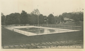 Photo postcard of a swimming pool at the state 4-H camp in Jackson's Mill, W. Va.