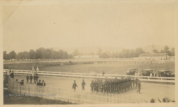 The West Virginia National Guard drills in Parkersburg, W. Va. during World War I. 