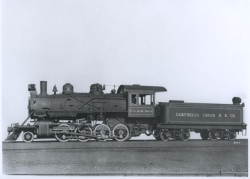 Photograph of the engine, built in January 1922, belonging to Campbell's Creek Railroad Co. 