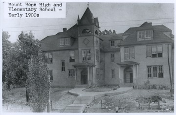 Photograph of the school building, which served as both an elementary school and a high school. 