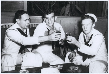 L to R: Jack Miller, Frank Kosa, Clifford Olds.Olds and 2 other crew members , Ronald Endicott and Louis Costin were trapped in a sealed compartment in the West Virginia's bow after it sank on December 7th.  Any rescue attempt meant certain death. The 3 stayed alive until December 24th according to a marked calendar found with their bodies which were recovered after the ship was raised from the harbor bottom in May, 1942.