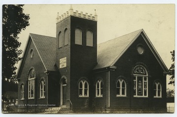 Street view of the church building which is located between Washington and Waynesburg, Pennyslvania. The church was built in 1904.