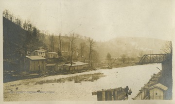 The Cherry River is a tributary of the Gauley River.This photograph is found in a scrapbook documenting the survey for the Baltimore and Ohio Railroad in West Virginia and surrounding states. 
