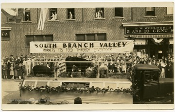 Livestock parade float.  South Branch Valley refers to the valley surrounding the south branch of the Potomac River.