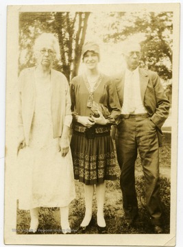 Members of the Harper Family. Pictured, left to right, are Grandmother Harper, Mary Elizabeth Harper, and Great Uncle Charlie.