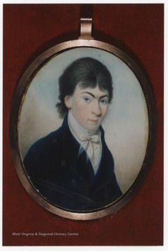 Photo of a miniature painted portrait of James Wilson, 1783-1831.  The portrait was painted in Scotland prior to 1799 and in 2018 was owned by the Blennerhassett Historical Foundation, Inc.  See A&M 880 for the diary of James Wilson.
