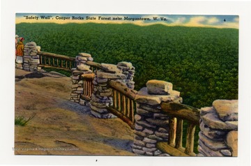 The wall at the edge of the Coopers Rock Overlook was constructed in the 1930s by members of the Civilian Conservation Corps, or CCC.