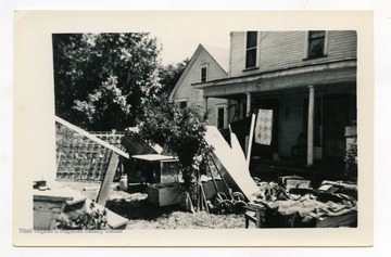 Backyard of a West Union house after the flood of 1950.