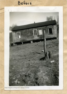 Delauder's Home after ronovations. caption reads: "They Sodded bare spots, built walks, planted shrubs, built a fence and enclosed foundation of the house."