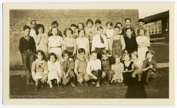 Students at the Randall School in Monongalia County pose for a group photo. Pictured are Betty Jean Martin, Helen Logan, Rose Forys, Angelo Fanti, Jackie McGee, Haydn Jones, Edith  Price, Betty Jones, Dorothy Dayton, Ara Stump, Johnnie Shaffer, Eldora Dayton, Pearl Marshall, Garner McGee, Myrtle Friend, Albert Dayton, Bud Pritchard, Richard Price, Phyllis Moore, Merci Hernandez, Tony Treme, Cecil Perry, Mabel Self, Jessie Brown, Ardeth Gamble, Nellie Squires, Megan Pritchard, Arval Wagner, and George Costell.