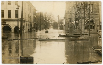 Looking northwest on Fifth Street during a flood.