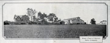 A panoramic view of the Raleigh Dairy Company, including their new fireproof barn, second building on the left. 