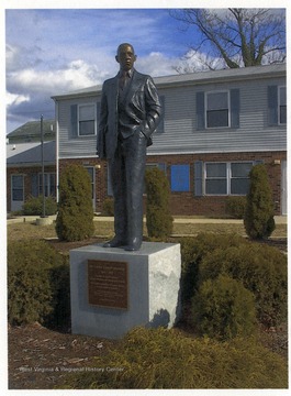 The statue of Carter G. Woodson was sponsored by the Carter G. Woodson Memorial Foundation and is maintained by the Huntington Housing Authority.