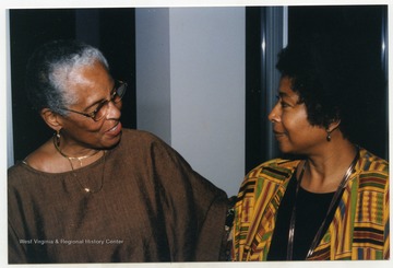 Ancella Bickley with Alice Walker at the University of Charleston.