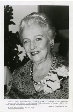 Pearl Buck at the release of her book, "China As I See It."