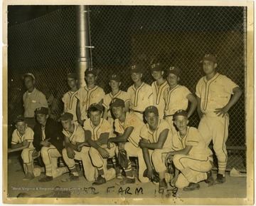 The members of the 1958 "Clover Farm" baseball team.