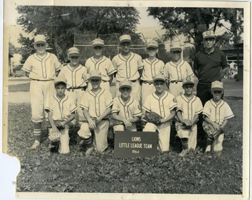 A photo of the 1964 Lions Little League baseball team.